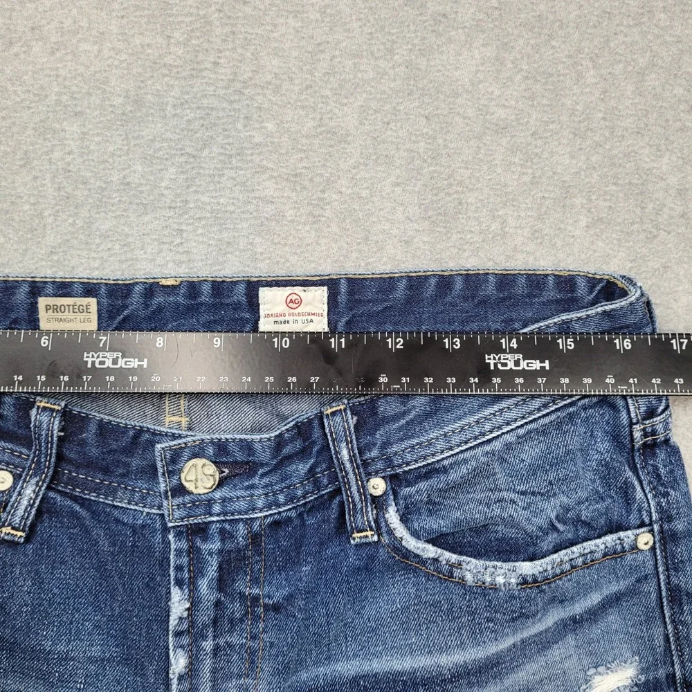 AG Adriano Goldschmied Protege Straight Leg Jeans Mens 33x34 Distressed Denim